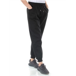 M029 BLACK Брюки спортивные утепленные женские (85% хлопок, 10% полиэстер, 5% спандекс)