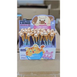 Карандаш "Swimming little animals" c ластиком, mix, шоу-бокс 36 шт.