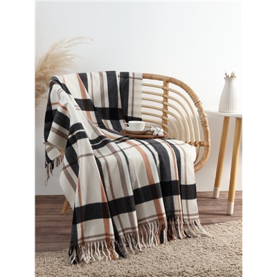 Плед "Этель" Black square 120*120 см, цвет бежевый, 70% полиэстер, 30% вискоза