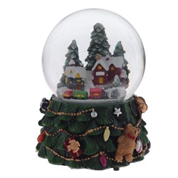 GAEM Фигурка декор в стекл шаре "Домики" (подсв, муз, вьюга, AAAх3 н/п), D 9.5 см, L11,5 W11,5 H15,5 см