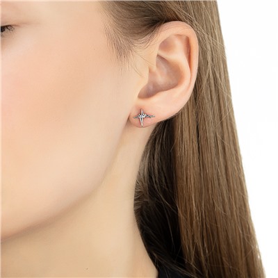 Серьга родированная серебро 925*