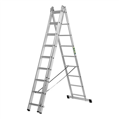 Лестница, 3 х 9 ступеней, алюминиевая, трехсекционная, Сибртех