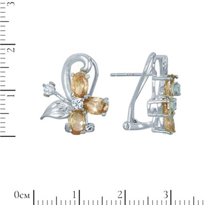 Серьги 'Мира' с медовыми фианитами ТШСН.744ФЖ