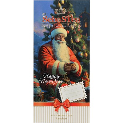 SebaSTea. Новый год. Открытка «Дед Мороз» карт.упаковка, 9 пак.