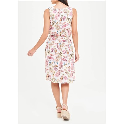 Sleeveless Paisley Shirred Waist Dress
