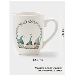 Кружка новогодняя Доляна «Домашние гномики», 330 мл, фарфор, белая