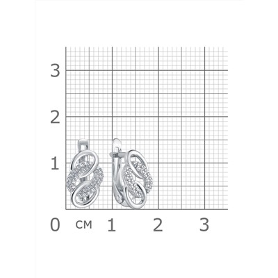 Серьги с фианитом родированные серебро 925*