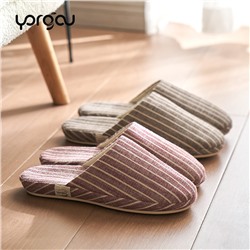 Slippers, demi-season non-slip thin winter footwear indoor, cotton and linen, soft sole