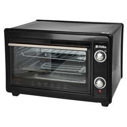 Эл. духовка DELTA с термостатом D-0122 ЧЕРНАЯ 1300 Вт, 37л,2 нагреват.элемента,1 противень, решетка.