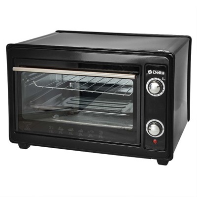 Эл. духовка DELTA с термостатом D-0122 ЧЕРНАЯ 1300 Вт, 37л,2 нагреват.элемента,1 противень, решетка.