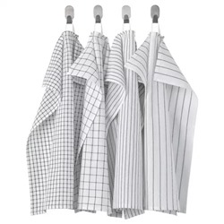 Набор кухонных полотенец (4 шт), RINNIG Tea Towel White/Dark grey/Patterned Set, произв. IKEA
