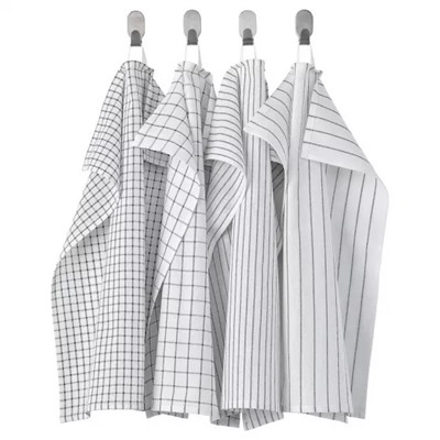 Набор кухонных полотенец (4 шт), RINNIG Tea Towel White/Dark grey/Patterned Set, произв. IKEA