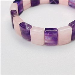 Радуга Самоцветов Браслет из Аметиста и Розового кварца