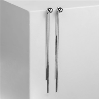 Серьги висячие «Изящество» плоские нити, цвет серебро, 15 см