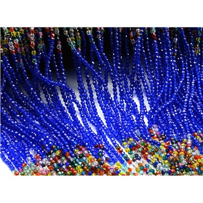 Бусины из шпинели шарик гр.2мм цв. синий яркий, ассорти, 37см, 197 бусин