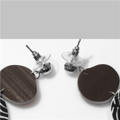 Серьги акриловые «Круг», цвет чёрно-белый в серебре