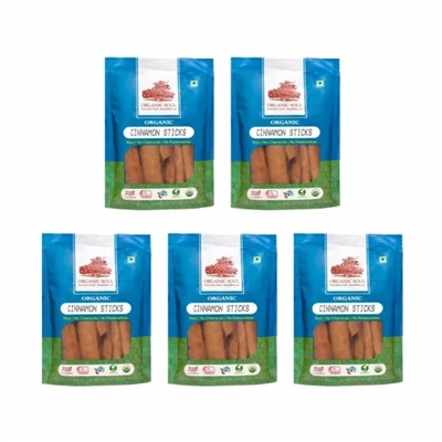 Набор органической Корицы в палочках (5 x 50 г), Organic Cinnamon Sticks Set, произв. Organic Soul