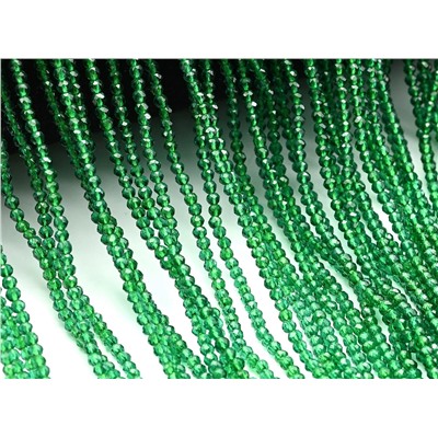 Бусины из шпинели шарик гр.2мм цв.зеленый яркий, 37см, 210 бусин