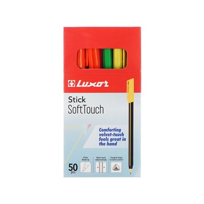 УЦЕНКА Ручка шариковая Luxor Stick Soft Touch, узел 0.7 мм, стержень синий
