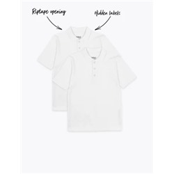 2pk Unisex Easy Dressing School Polo Shirts (3-18 Yrs)