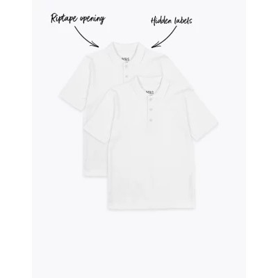2pk Unisex Easy Dressing School Polo Shirts (3-18 Yrs)
