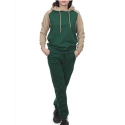 NOE103 BEIGE/GREEN Костюм спортивный женский (хлопок 90%, полиэстер 10%)