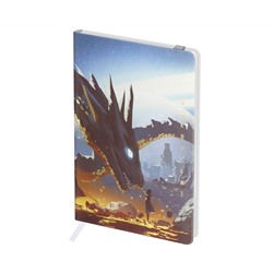 Записная книжка А6 80л. ЛАЙТ, кожзам, Greenwich Line "Touch the dragon", с резинкой, тиснение фольгой, блок в клетку