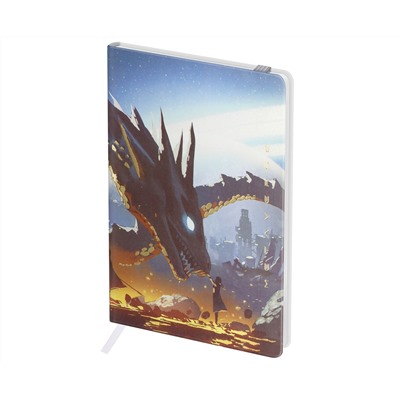 Записная книжка А6 80л. ЛАЙТ, кожзам, Greenwich Line "Touch the dragon", с резинкой, тиснение фольгой, блок в клетку