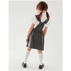 Girls' Cotton Frilled School Pinafore (2-12 Yrs)