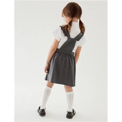 Girls' Cotton Frilled School Pinafore (2-12 Yrs)