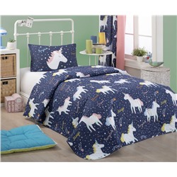 1 сп. Стеганое Покрывало Двустороннее 160x220 см. с Наволочкой 50x70 см. MagicUnicorn Laci