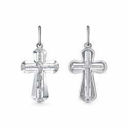 Крест из серебра литье белый