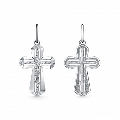 Крест из серебра литье белый