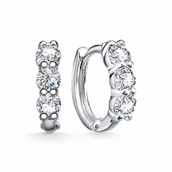 Серьги с фианитом родированные серебро 925*