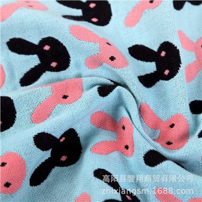 Export towels, home furnishings, four-layer cotton jacquard gauze rabbit face towel, soft water absorption souvenir factory price, four-layer thicker
