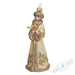 Снегурочка в боярской шапке золотая (стекло) 5,5х5,5х14,5 см