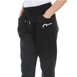 M029 BLACK Брюки спортивные утепленные женские (85% хлопок, 10% полиэстер, 5% спандекс)