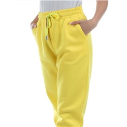 M061 YELLOW Брюки спортивные женские на флисе (100% хлопок) 7986