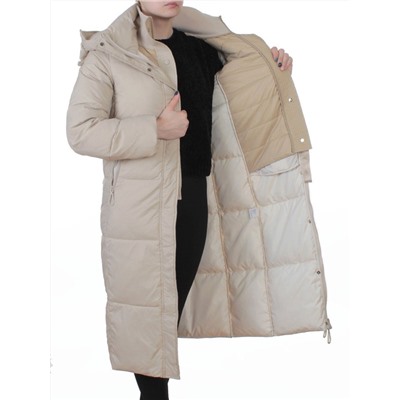 3068 BEIGE Пальто пуховое женское с внутренним жилетом (утиный пух)