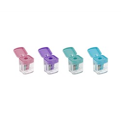 Точилка пластиковая Faber-Castell Mini box,1 отверстие, контейнер, ассорти, пастельные цвета