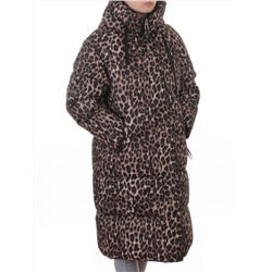 24-801 BROWN/LEOPARD Пальто зимнее женское (200 гр. холлофайбер)