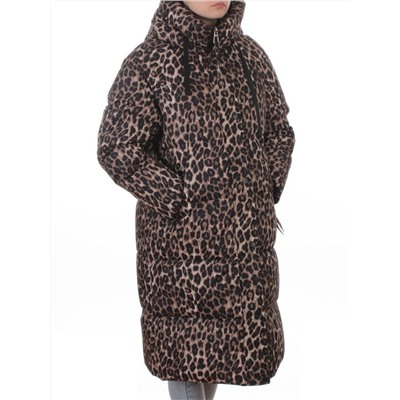 24-801 BROWN/LEOPARD Пальто зимнее женское (200 гр. холлофайбер)