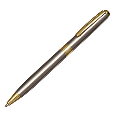 Ручка подарочная шариковая Calligrata New, в кожзам футляре, поворотная, корпус серебро с золотым