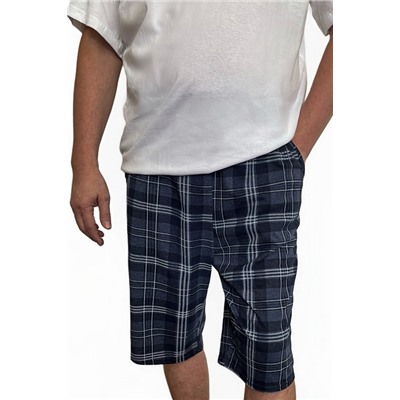 Шорты мужские из кулирки / темно-синяя клетка