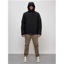 Куртка спортивная MTFORCE мужская с капюшоном черного цвета 2332Ch