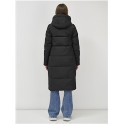 Пальто утепленное стеганное зимнее с капюшоном женское черного цвета 9636_1Ch