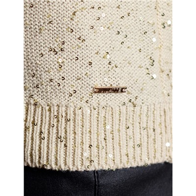 Джемпер поло с застежкой на пуговицы из хлопковой пряжи с пайетками