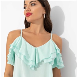 Топ из вискозы с воланами, Смотри не засмотрись (мятный)