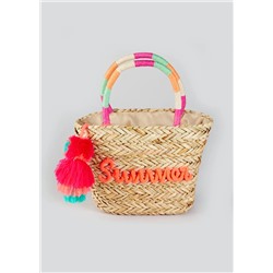 Girls Mini Me Summer Slogan Basket Bag