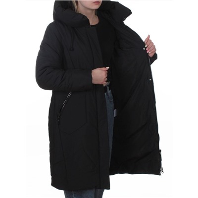 A618 BLACK Пальто зимнее женское (верблюжья шерсть, 120 гр. холлофайбер)
